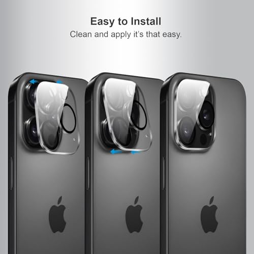 Image of SupCares Premium Camera Lens Protector Tempered Glass Compatible For iPhone 16 Pro and iPhone 16 Pro Max With Installation Kit | Edge to Edge Coverage | Transparent | Pack of 2