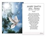 Amor Memorials Stationery Funeral Memorial Prayer Cards - FPC1016EN White Dove