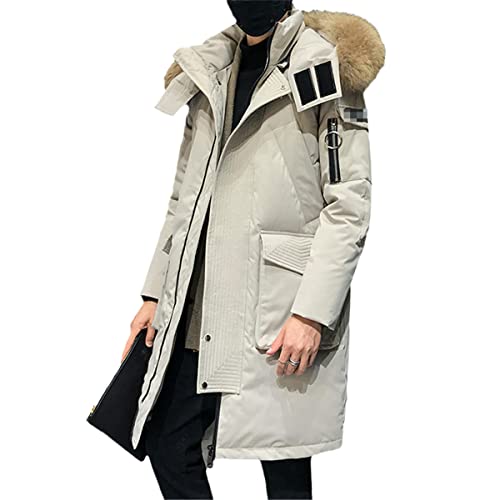Parka en duvet de canard blanc homme, veste tendance épaisse manteau beige S