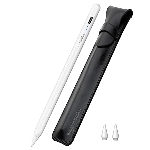 Amazon Basics Upgraded 2nd Gen Stylus Pen for iPad | ONLY for iPad (iPad 6/7/8/9/10, iPad Pro 11