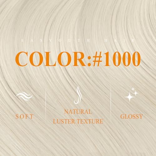 Easyouth Blonde Tape in Hair Extensions 20Pcs Tape in Hair Extensions for Women White Blonde Straight Tapes in Extensions Remy Hair White Blond for Short Straight Hair 12Inch 30g