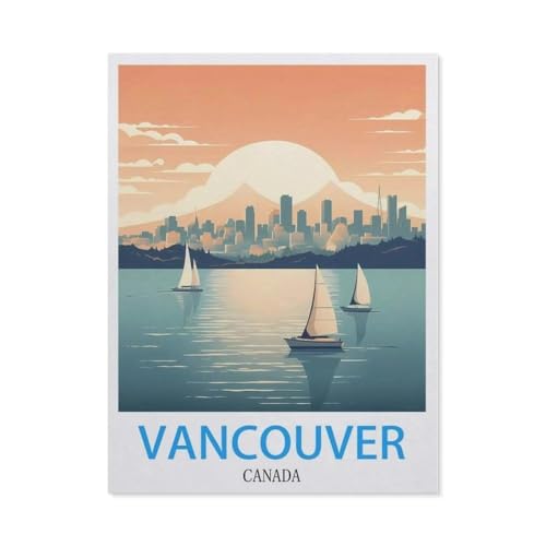1000 Piece Jigsaw Puzzle for Adults，Vancouver Canada Vintage Travel Poster，Paper Puzzle - for Adults Teens Educational Toys Gifts（50x70cm）-CD58