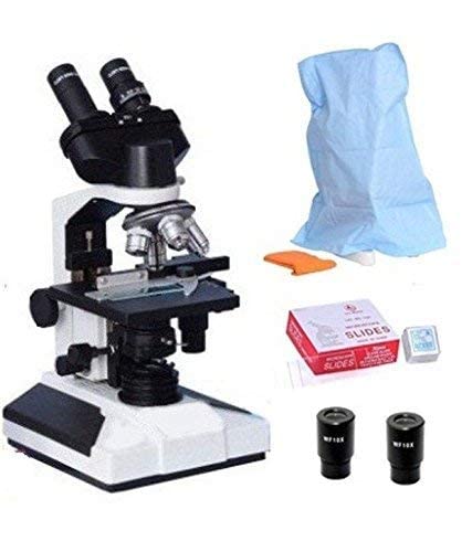 Sponsored Ad - GLAB Pathological Doctor Compound Student Binocular Microscope, 40X-1500X Mag., LED Illumination with Semi-Plan Objectives and Slide Box 25 Prepared