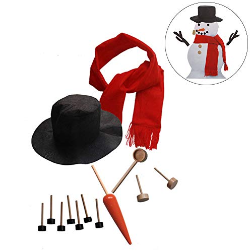 Osierr6 Snowman Decorating Kit, 16 Pcs Large Snowman Making Kit, Christmas Snowman Dressing Kit, Outdoor Fun For Kids & Family, Including Top Hat, Scarf, Pipe, Eyes, Carrot Nose & Buttons, 16Pcs/Set #TOP2