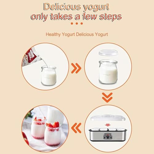 Image of Yoguhrt Maker with Adjustable Temperature & Time Control, 8 Glass Jars, 1400ml Capacity, Automatic Digital Yogurt Machine, Easy Cleaning, Multifunctional Home Yogurt Machine