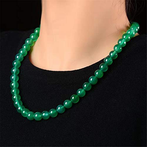 Collier calcédoine verte véritable perles 8mm création artisanale