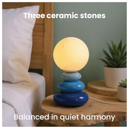 Image of Moon Lamp with Ceramic Stone Base | Decorative Moon Inspired Design | Home Decoration Items for Living Room & Bed Side Table | Birthday Gifts for Wife, Women & Girlfriend (Celeste)