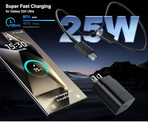 Image of Original 25W Charger Adapter & Cable for Samsung A15 (Black)