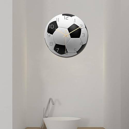 Miniatura 6 de Garneck Reloj de pared de fútbol de fútbol reloj de pared de fútbol deportivo con impresión redonda de acrílico reloj de pared silencioso sin tictac