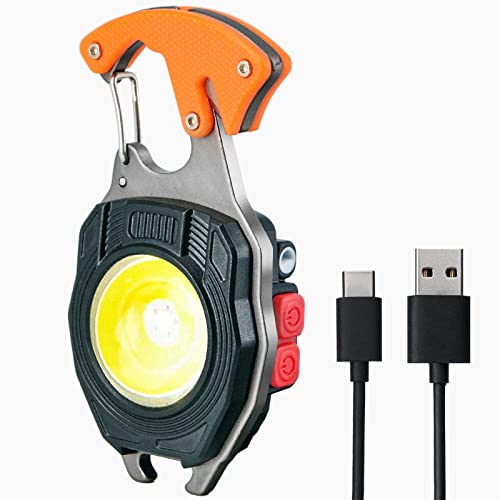 Mini LED Arbeitsleuchte Schlüsselanhänger Taschenlampe 7 Lichtmodi 1000 Lumens Wiederaufladbare Inspektionsleuchten mit Batterieanzeige als Flaschenöffner für Camping Reparatur Notbeleuchtung Cover