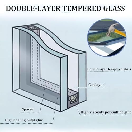 Tragaluz de techo plano de aluminio 95x95 cm con salida de emergencia para sótano e invernadero 3