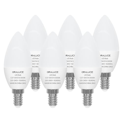 Image of ORALUCE E14 LED Light Bulb, 5W=40W, Warm White 3000K, 450LM, Pack of 6