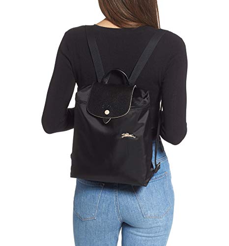 Longchamp 'Le Pliage' Nylon and Leather Club Backpack, Black