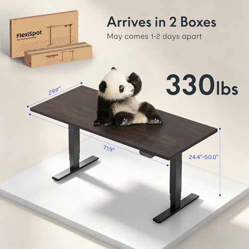 Image of FLEXISPOT E6 MAX Bamboo 72x30 Inch Dual Motor 3-Stage Heavy Duty Standing Desk, 330lbs Weight Capacity, Height Adjustable Desk w /Cable Management & Wheels (Solid Walnut Bamboo Desktop + Black Frame)