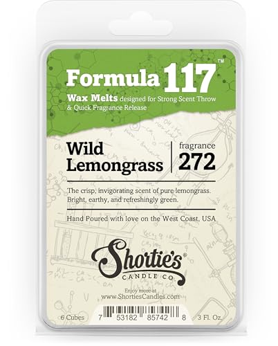 Shortie's Candle Company Wild Lemongrass Premium Wax Melts - 3 Oz., Strong & Long Lasting, Non-Toxic - Made with Essential & Natural Oils - Formula 117