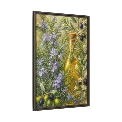Tableau olives et romarin pour habiller un mur vide de cuisine rustique
