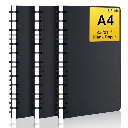 Carnet à spirales A4 vierge pour dessiner sans bavure et prendre des notes sans lignes gênantes