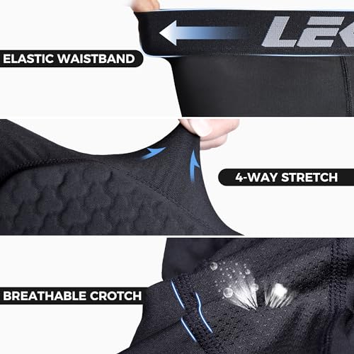 Men's 3/4 Capri Basketball Pants with Knee Pads Padded Compression Leggings3