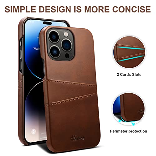 Leather Case For Iphone 14 Pro 6.1 2022 Cover Shell Unisex Card Slot Durable Thin Slim Simple Business Style Phone Brown #TOP2