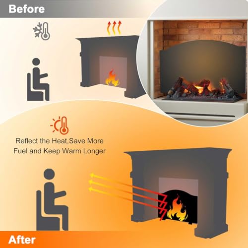 IGOHEALS Fireplace Fireback with Feet- Fire Back 31 Inch Fireplace Iron Wall Protection Refractory Panels Plate Heat Reflect - Thumbnail 3