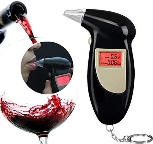 Professional Breathalyzer Keychain, Portable Breath Alcohol Tester Red Backlit Breath Analyzer High-Precision Breathalizer with LCD Display, Black