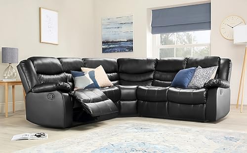 Luxury Life Roma Leather Recliner Sofa 3+2 in Grey/Black/Brown (Corner Suite (2c2), Black) - Image 2