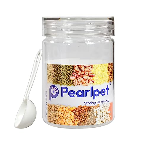 Image of PEARLPET Plastic Containers for Kitchen Storage | Plastic Container Set with Spoon | BPA-Free, Stackable Jars | Transparent,300 ML (Set of 12)