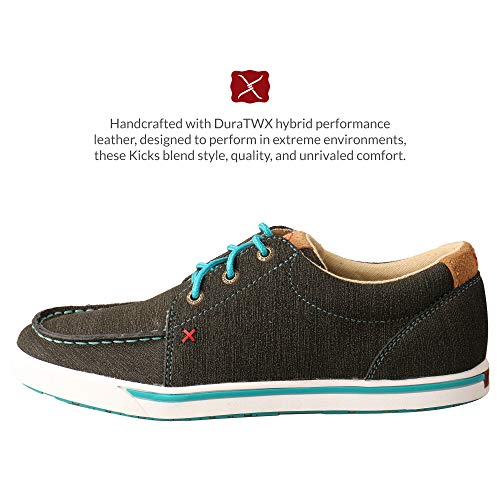 Twisted X Women's Kicks, Moc Toe, Charcoal & Turquoise, 8 M3