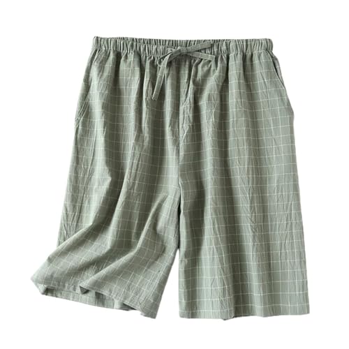 Men's Cotton Pajamas Shorts Plaid Printed Soft Pjs Short Cool Thin Comfy Casual Drawstring