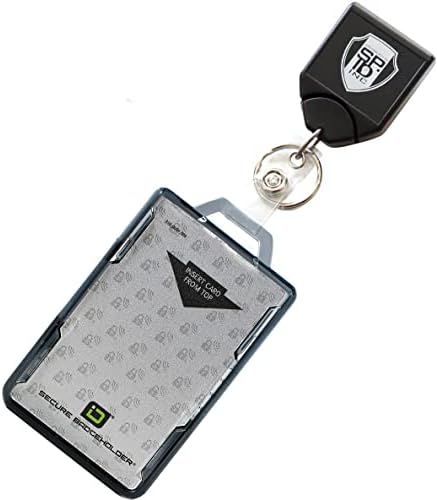 Heavy Duty Retractable Badge Reel with RFID Blocking Badge Holder - Identity Stronghold Multi Card Holder w/Key Ring for Two Badges - Square No Twist Reel for Military, Security by Specialist ID