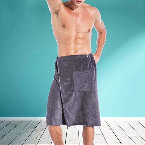 Heaven2017 Microfiber Men's Spa Wrap Towel Bath Towel Elastic Bath Towel Wrap With Pocket For Men Blue #TOP5