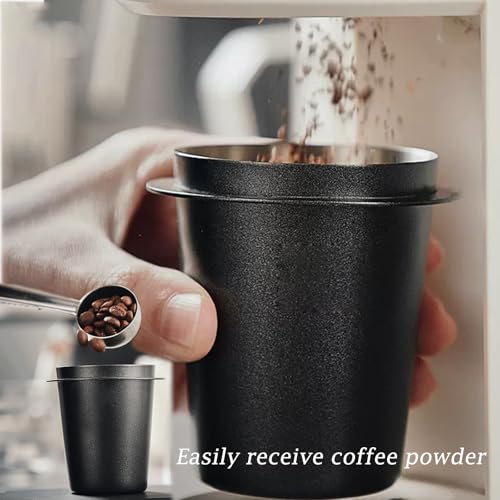 54mm Dosierbecher, Barista Zubehör Coffee Dosing Cup aus Edelstahl, Siebträger Zubehör Kaffee Dosierbecher, Passend für 54mm Siebträger, Dosierbecher Espresso Zubehör für Barista, Zuhause, Schwarz