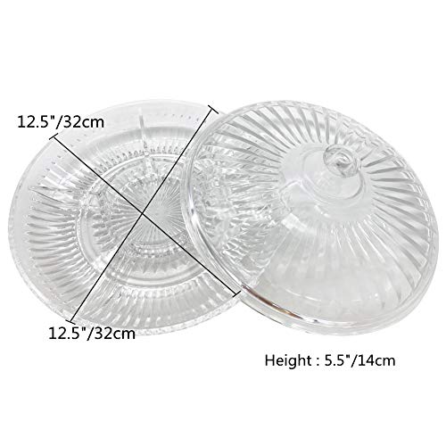 FEOOWV Creative Acrylic Multifunctional Party Snack Tray with Lid,Serving Dishes for Dried Fruits Nuts Candies Fruits,6-Compartment (Clear)