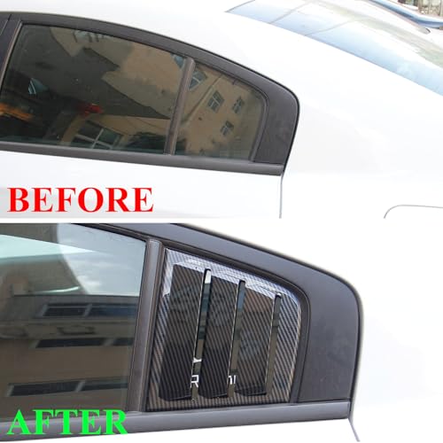 Image of Side Window Louvers Air Vent Scoop Shades Cover Blinds ABS for Dodge Charger 2011-2021 (Carbon Fiber Pattern)