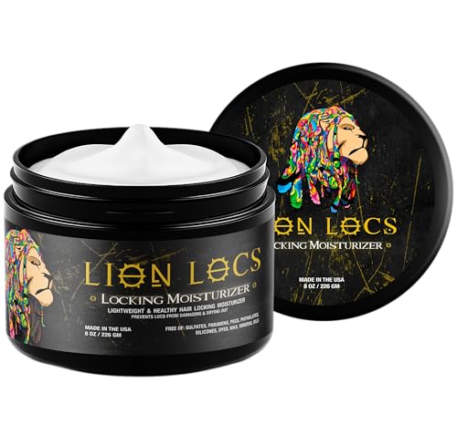 Beard Gains Lion Locs Hair Locking Dreads Moisturizer for Dreadlocks, Locks, Microlocs, Interlocks, Braids, Fauxlocs, Sisterlocks | - Large Container Residue and Build-Up Free (8oz) (Regular)
