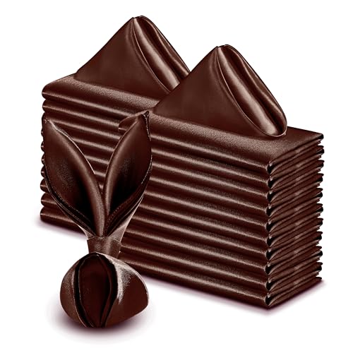 Vacvelt Lot de 50 serviettes de table décoratives élégantes en satin, 43,2 x 43,2 cm, marron chocolat
