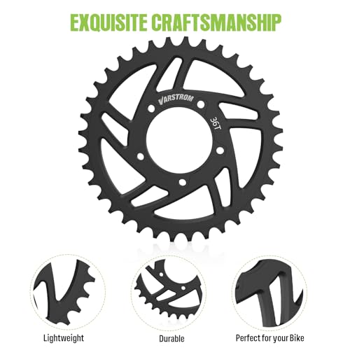 Varstrom Chainring for BAFANG Mid Motor:36T Sprocket for BBS02B BBS01B Mid Drive Kit,Black Aluminum Alloy Chain Wheel for BAFANG 250W/500W/750W Electric Bike Conversion Kits - Thumbnail 6
