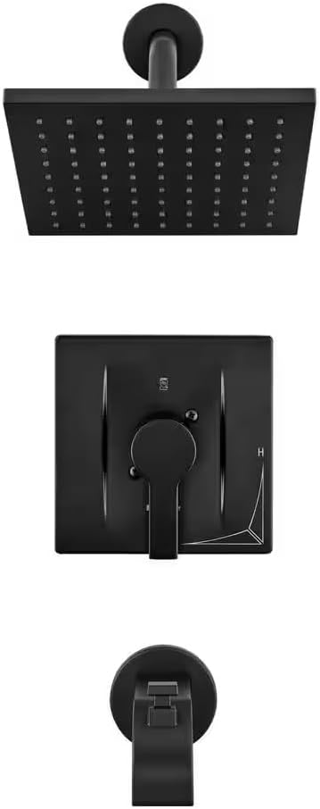 Modern Single-Handle Tub and Shower Faucet, 1.8 GPM, Matte Black, 1-Spray