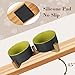 Puffluv Ceramic Dog and Cat Bowl Set with Wooden Stand Matte Glaze Elevated Food Water Set Anti-Tip Non-Slip Weighted for Cats Small Breed Dogs-Green-13.3OZ