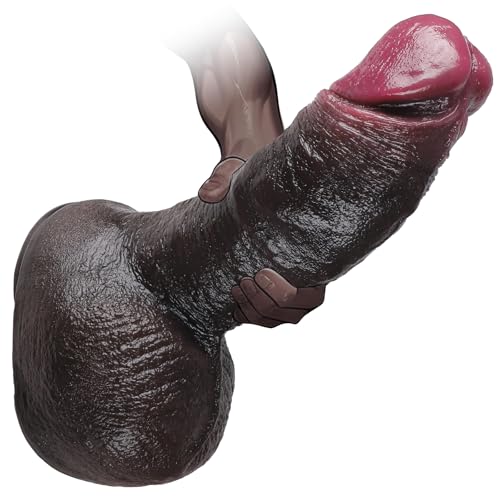 Realistic Dildo Adult Sex Toys - Huge Soft Silicone Anal Dildo Male Sex Toys with Strong Suction Cup Big Thick Black Dildos Anal Toys for Women Couples G Spot Anal Play