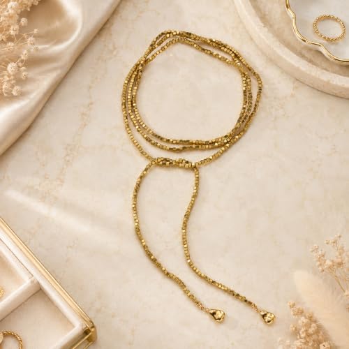 JRAIYBZ Gold Lariat Tie Necklace – Chunky Beaded Long Chain by JRAIYBZ - Used condition - Image 4