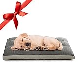 SOPAT Dog Bed (Medium, Gray) Shredded Memory Foam Crate Pad Mat, Machine Washable Soft Elastic Corduroy Puppy Bed for Large Medium Small Dogs and Cats Sleeping Calming Mattress NO-Slip Pet Cushion