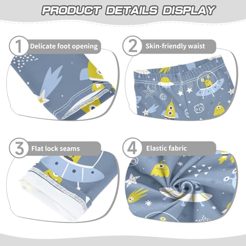 Girls' Leggings Space Alien Spaceship Pattern Ankle Length Printed Leggings Comfort Pants for Kids 4-10 Years4