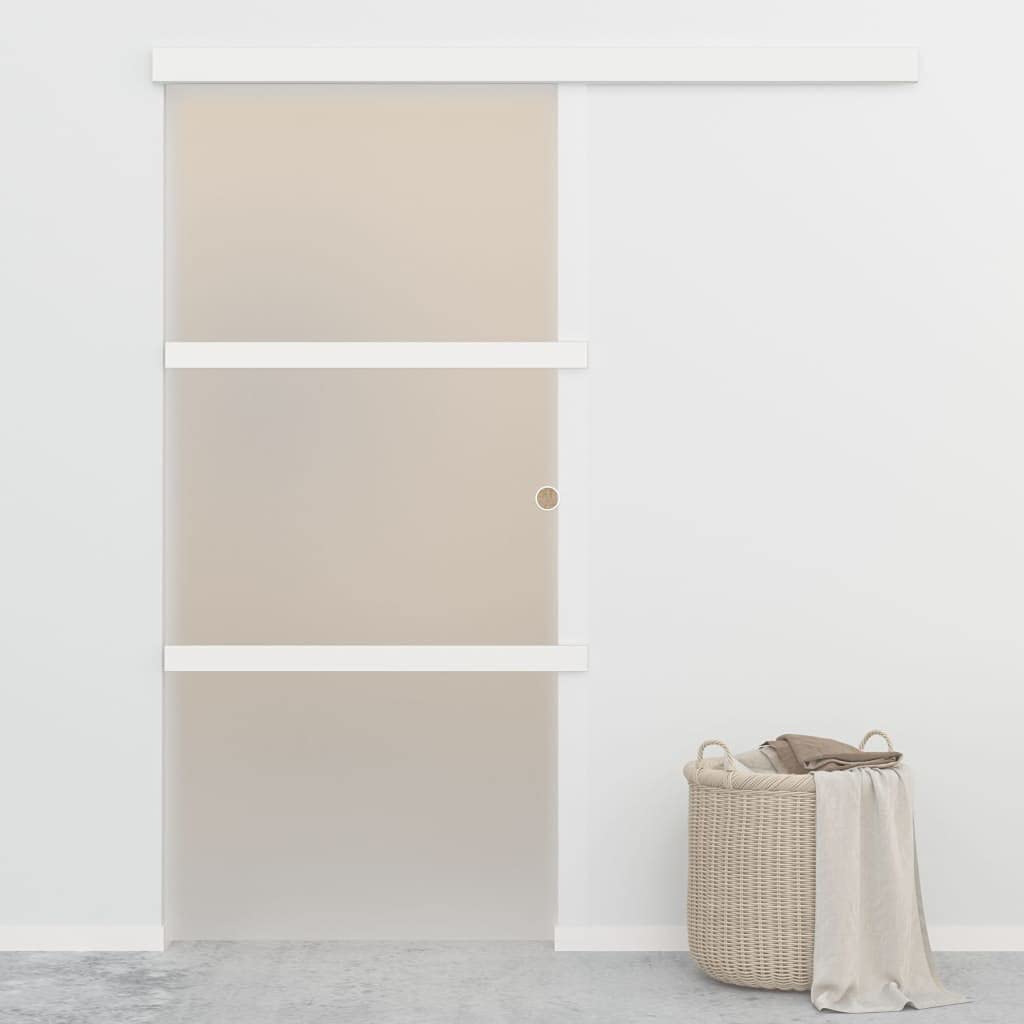 Drzwi przesuwne z miękkimi stoperami, szkło ESG i aluminium 90 x 205 cm, bezramowe drzwi przesuwne do łazienki i prysznica, ciche