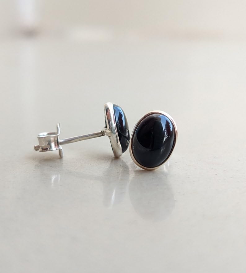 Boucles onyx noir d'exception et argent sterling 925