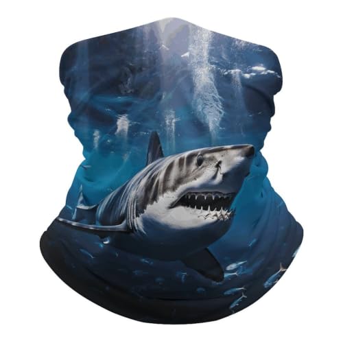 DJUETRUI Great White Shark Cooling Neck Gaiter Face Mask for Men Women