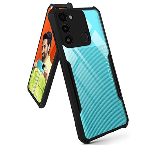 Image of Jkobi Back Cover Case for Tecno Spark Go 2022 (Crystal Glass Back | Camera Protection | Shockproof Bumpers | Professional Black)