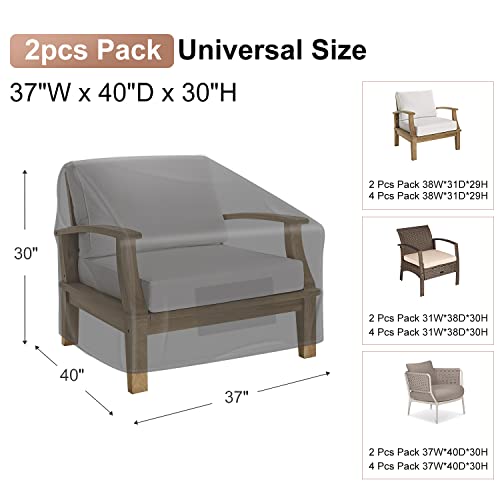Image of 2 Pack Outdoor Patio Chair Covers Waterproof 37 inchWx40 inchDx30 inchH, Black