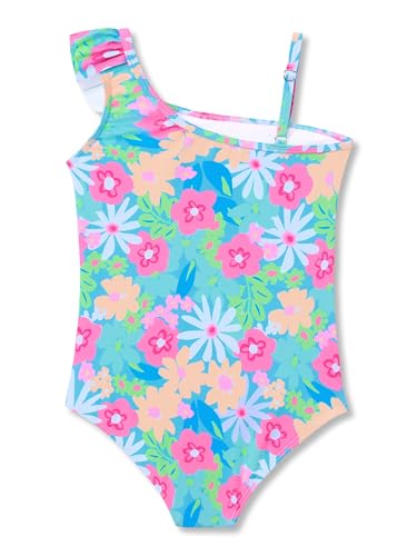 Image of Girls One Piece Swimsuits Adjustable Double Strap for Kids Palm Tree Print Toddler Bathing Suit Size 2T-10