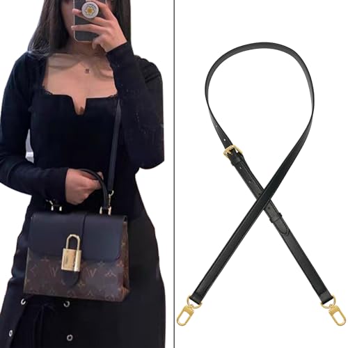 Image of Vachetta Genuine Leather Adjustable Genuine Leather Crossbody Straps Replacement (Black)